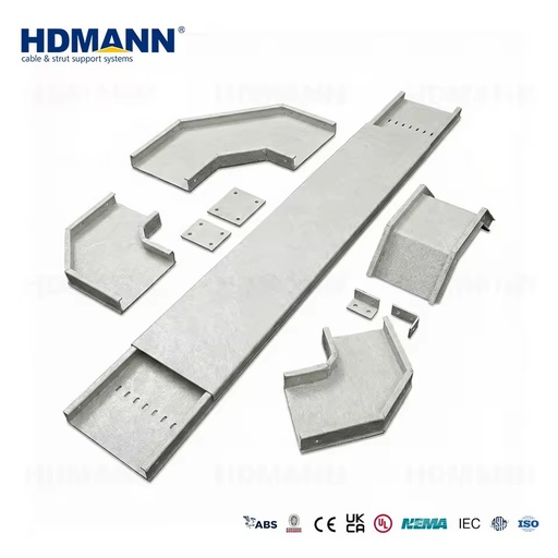 CE Listed Wire Management Fire-Resistant White Perforated 100mm FRP Fiberglass Cable Tray for Data Center Server Rooms