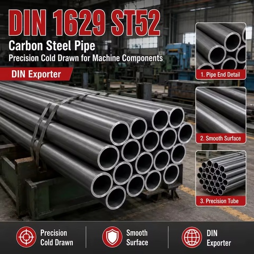 DIN 1629 ST52 Carbon Steel Pipe Precision Cold Drawn for Machine Components DIN Exporter