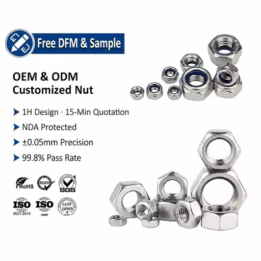 Din 985 Nylon Lock Nuts Anti-Loosening Self-Locking A2 A4 Stainless Steel M2 M3 M4 M5 M6 M8 M10 DIN 934 Hexagon Hex Nuts