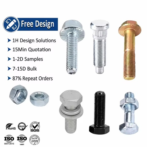 Alloy Steel Hex Bolt and Nut Manufacturers 8.8 10.9 12.9 Grade High Tensile Zinc Coated Imperial Din6921 Flange Serrated Bolts