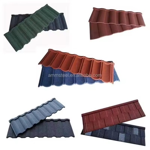 Stone Tiles 0.35mm Bond Tile Thickness Stone Coated Aluminium Zinc Steel Roofing Sheet Stone Metal Coated Roof Tile