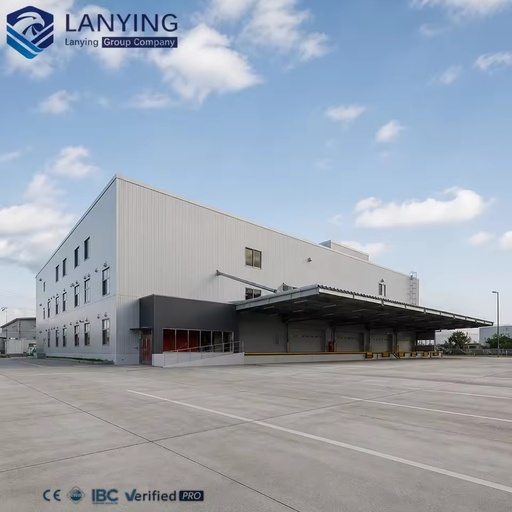 Engineered Logistics Fulfillment Center Modern Multi-Story Steel Structure Warehouse With Optimized Cantilever Loading Canopy