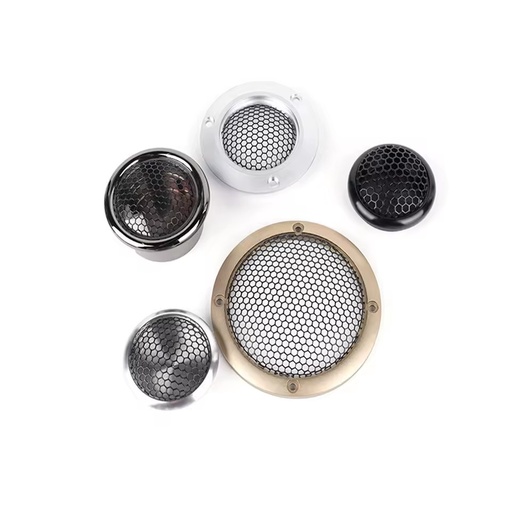Custom Precision Etched Steel Acoustic Speaker Grill High Performance Black Anodized Cover for Car Audio and Home Theater System
