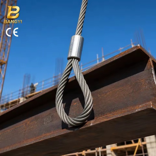 Heavy Duty Wire Rope Sling for Construction Lifting - High Tensile Steel Cable with Reinforced Eye Loop CE Certified
