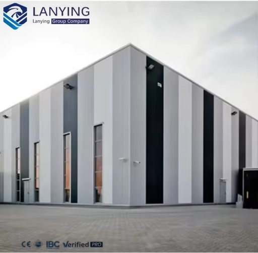 Modern Industrial Steel Structure Building Engineered Prefabricated Warehouse Factory Workshop High-end Facade Light SYLY Brand
