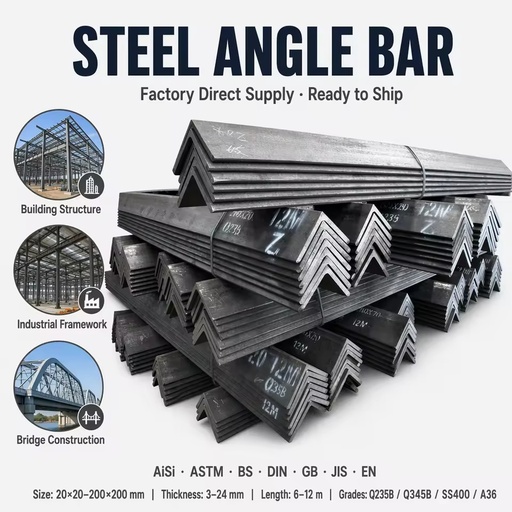 Hot Rolled Steel Angle Bar L Shape Carbon Equal Unequal Angle Steel Q235B A36 SS400 S235JR 20x20-200x200 2.5-20mm 6m 12m