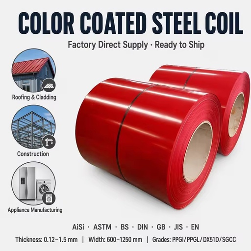 High Quality Pre Painted Galvanized Steel Coil Prepainted Steel Coil Color Coated PPGI DX51D SGCC Q235B 0.12-2.0mm 914-1250mm