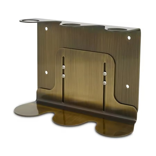 Custom Wall Mount Metal Gold Triple Bath Shampoo Foam Soap Bottle Dispenser Storage Holder for Hotel