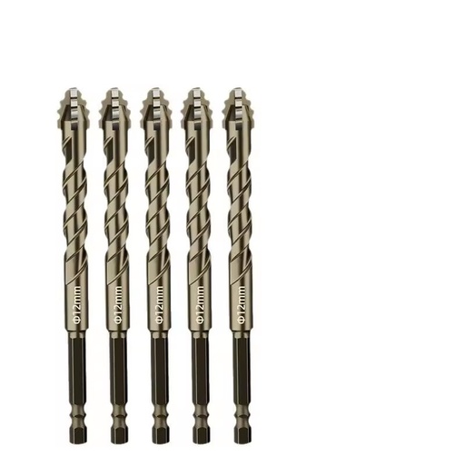 Upgraded four-blade serrated eccentric dry-drill drill bit for all ceramic tiles, glass, marble, and concrete 6/8/10/12mm