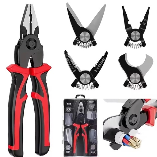 5 in 1 Multifunctional 7.8" Wire Stripper Crimper Cutter Diagonal Side Cutting Pliers Cable Stripper Linesman Pliers Tool Set