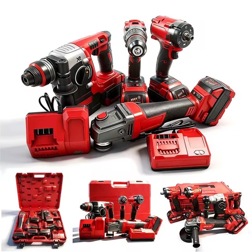 Combo Power Tools 4 Kits Tools Set Electric Hammer Drill Angle Grinder Brushless Cordless Drill Power Set 4PCS Power Tool Sets