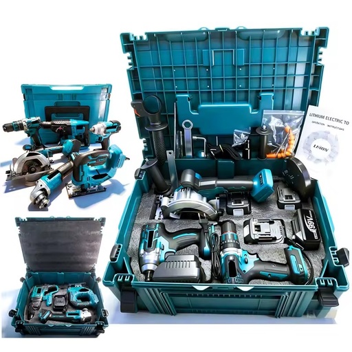 Combo Power Tools 6 Kits Tools Set Electric Hammer Drill Angle Grinder Brushless Cordless Drill Power Set 6 PCS Power Tool Sets