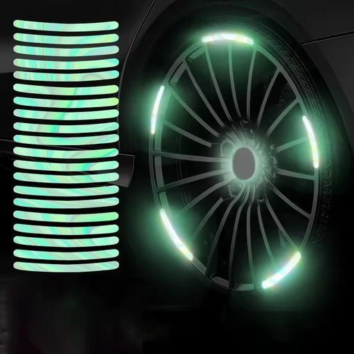 20pcs Per Set Wheel Hub Decals Reflective Car Reflector Strips Tape Rim Stickers Film Reusable Durable Customized Color