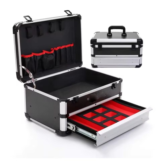 Portable Large Aluminum Tool Box with Drawer Storage Carrying Toolbox