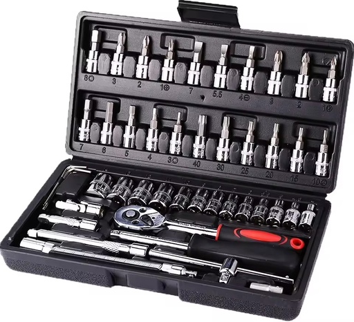 46PCS Vehicle Repair Socket Tool Set, Multi-purpose Black Vehicle Repair Tool Set, with case Manipulator Tool Set