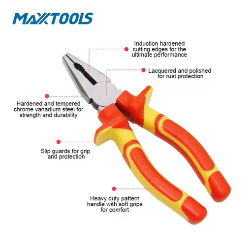 Industrial VDE 1000V Insulated Combination Pliers Chrome Vanadium Steel Serrated Jaw Electrician Cutting Tool IEC 60900 OEM