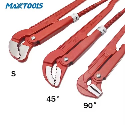 Swedish S Type Adjustable Pipe Wrench CR-V Steel 90 Degree Angled Plumbing Pipe Fitting Repair Hand Tool