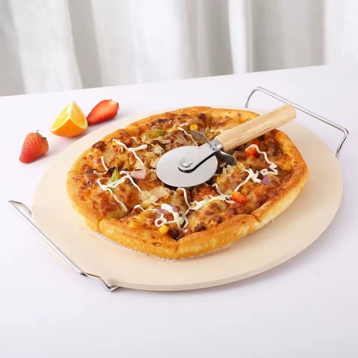 9-12 Inch Round Pizza Stone Cordierite Ceramic Baking Stone for Oven Grill Durable Heat Resistant Pizza Stone with Handles
