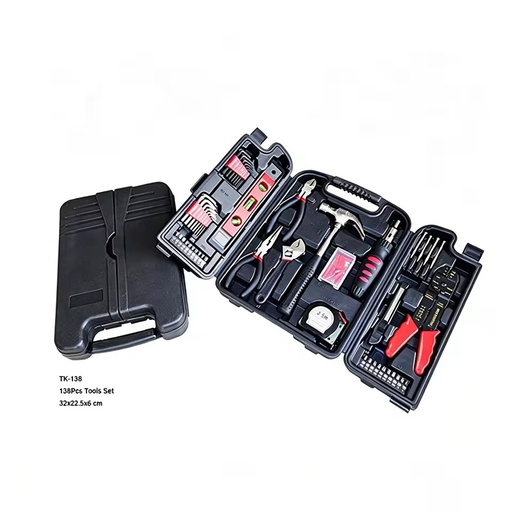 138 Piece Home Tool Kit with Plastic Toolbox Storage Case Household Repair with Hammer Pliers Precision Screwdrivers
