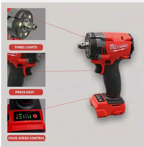 Milwau High-Power Lithium Cordless Impact Drill & Electric Screwdriver with 2.0Ah Battery 1800W for Industrial/DIY Use