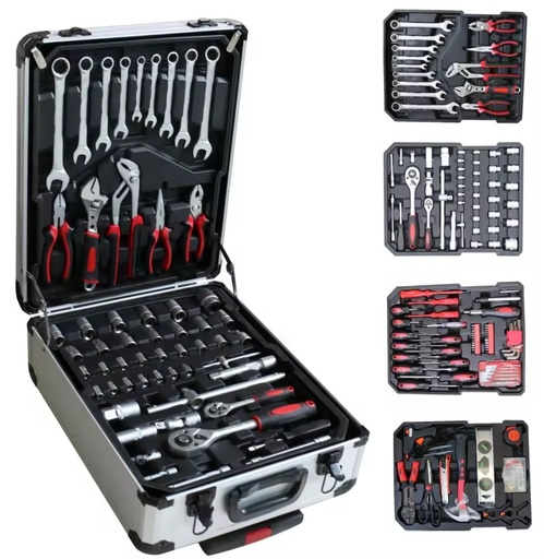 Popular 187PCS Hand Tool Set Aluminum case Rolling Tool Box Socket Set Wrench Spanner Auto Car Repair Kit 188 PCS Cheap