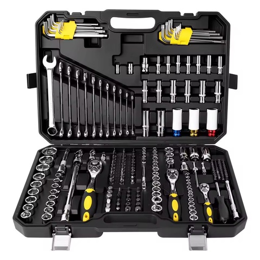 72-tooth 222-piece Multi-functional Socket Ratchet Wrench Set Chromium-vanadium Steel Home/automotive Repair Tool Box Set