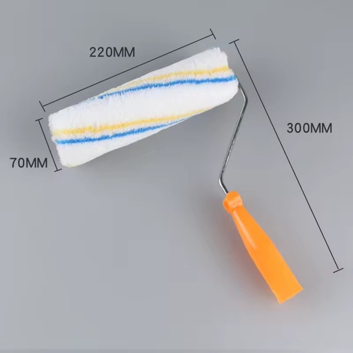 9 Inch Yellow Blue Long Hair Roller Brush with Synthetic Fiber 220mm Model 111 for Painting Application
