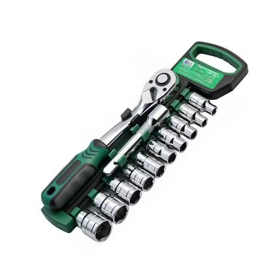 Industrial-grade 12-Piece Manual 45 Steel Ratchet Wrench Set with Sockets for Auto Repair