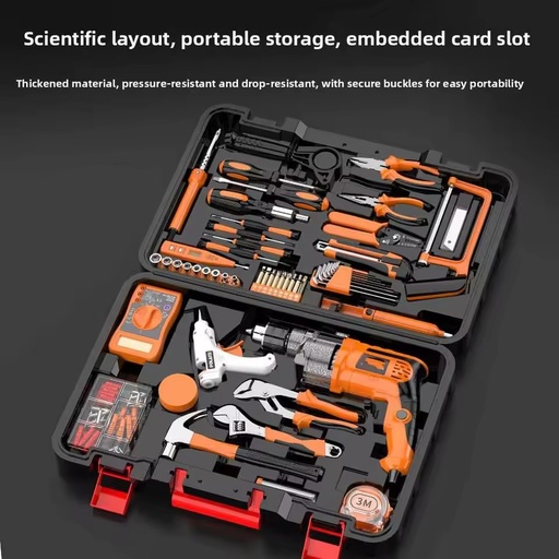 Complete 100-Piece Household Tool Set Hardware Impact Drill Woodworking Repair Multi-Function Full Kit Hand Combination Hard