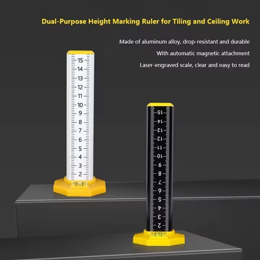 Industrial Magnetic Aluminum Equal Height Level Ruler | Laser Engraved Scale for Construction DIY Ceiling Keel Tile Laying Work