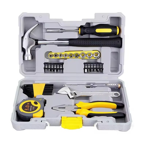 35 Pcs Complete Home Repair Tool Set Hammer Screwdrivers Pliers Tape Measure Hex Keys Durable Hard Case Carbon Steel Hand Tool