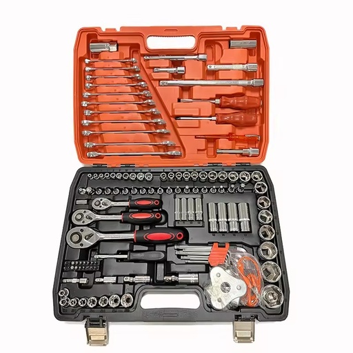 Set of 121pcs Manual Auto Repair Combination Tool Kits Box Spanner Socket Wrench Screwdriver Bits for Cars Motorcycles Bicycles