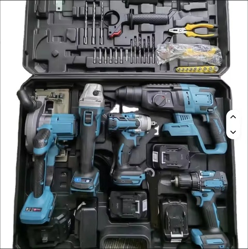 Professional 21V 5 in 1 Angle Grinder Electric Hammer Power Wrench Power Drill Tool Combo Kit Cordless Power Tool Set