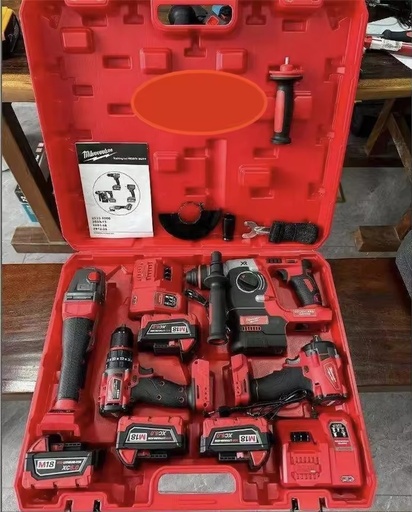 CUSTOM 18V Lithium Battery 4-in-1 Cordless Power Tool Set Impact Wrench Angle Grinder Electric Wrench Tool Box for Car