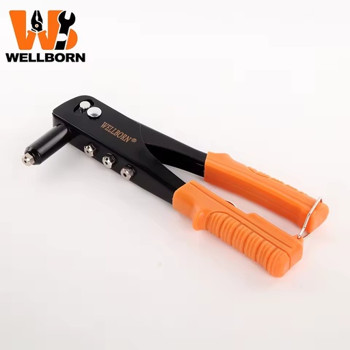 10.5 Inch Professional Manual Rivet Gun- Heavy Duty Pop Riveter with 4 Nosepieces, Alloy Steel Hand Riveting Tool