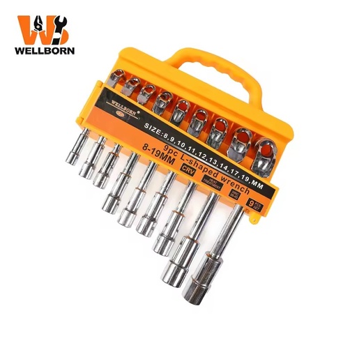 9Pcs L-Type Socket Wrench Set- Double End Hex Socket Wrench Set, CR-V Steel Dual Head Socket Wrench Set for Auto Repair