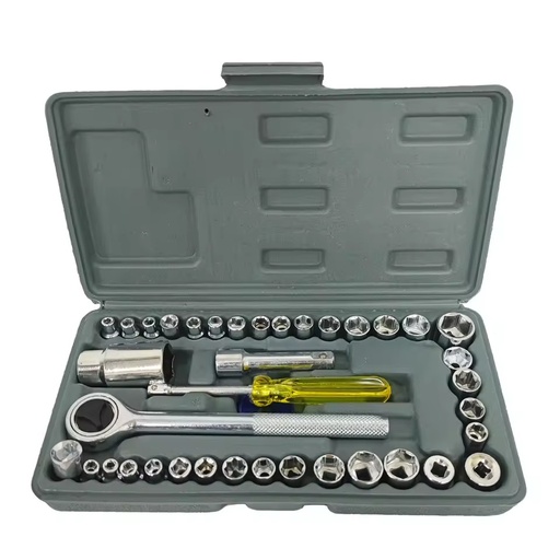 40pcs Car Repair Tool Set Socket Wrench & Ratchet Screwdriver Kit Car Repair Tool Kit Steel Multiplier Wrench for Car