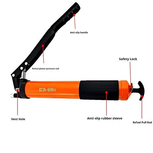 Professional 600cc Dual Piston Grease Gun Leak-Proof Multi-Purpose Lubricator Hand Tool for Global Machinery Maintenance