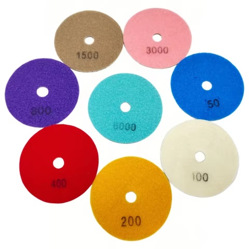 3 Step Diamond Polishing Pads 4 Inch Round Buffing Pads for Stone Granite Marble Quartz Customizable Oem Support-001