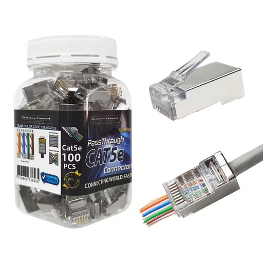 Ethernet STP Cable Shielded 8 Pin 8P8C Modular Plug Network Cat 5 Cat6 RJ45 Pass Through Connector