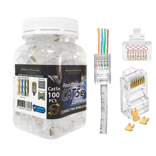 Ethernet RJ 45 Canned 100PCS 8p8c RJ45 Connector UTP Cat5e Connectors