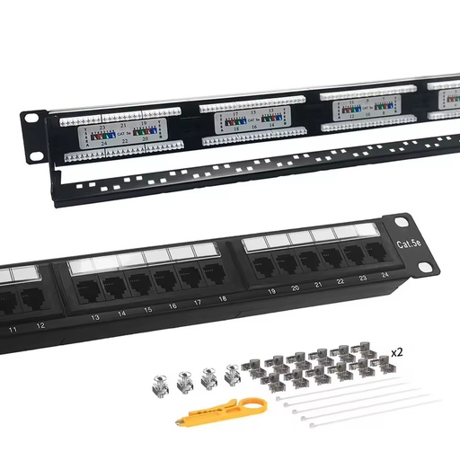 19 Inch 1U Rack Fiber Optic Patch Panel with Modular Jack RJ45 Cat6 UTP 24 Port Blank Network Patch Panel