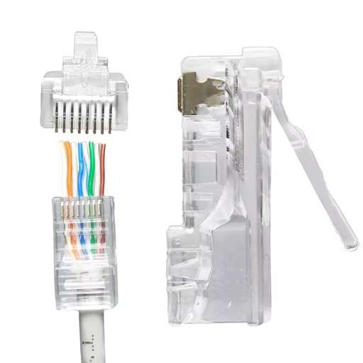 Rg45 Conector RJ 45 8P8C LAN CABL WIRE Utp Pass Through RJ45 Clamp Through Plug Cat 6 Rj 45 Rj45 Connector Cat6