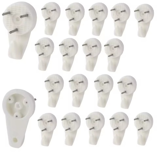 Panpal Medium-Size 30mm White ABS Drywall Picture Hanger Hooks with 3 Pins 1.3/16 Inch