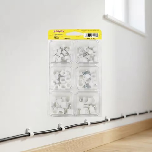 High Quality Polished White Plastic Steel Cable Holder Clips Wall Clamp Multi-Purpose Home Tool Set