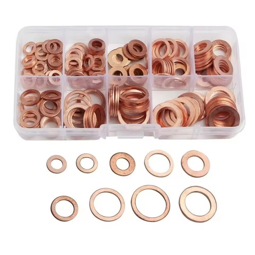 400/300/100PCS Copper Washer Gasket Nut and Bolt Set Sealing Solid Gasket Washer Flat Ring Seal Assortment Kit