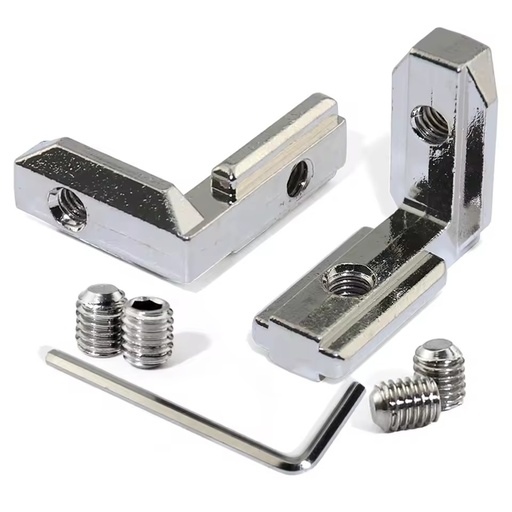 20s L Shape Silver Inner Corner Connector Joint Bracket with Screws for 2020 Aluminum Profile with Slot 6mm