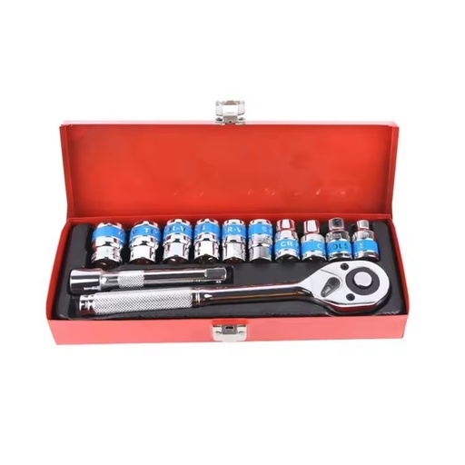 10pcs Packaging Metal Box 1/2" Auto Repair Tools Set Socket Wheel Spanner Repair Socket Tool Sets for Car Tool Set