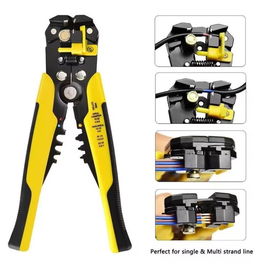 8inch 5-in-1 Automatic Wire Stripper/Cutter Separator Crimping Pliers Stripping Pliers Steel Grip Yellow & Black