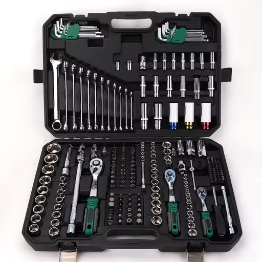 222-Piece Hand Ratchet Wrench Set with Sockets Bits Extensions-Auto Repair PC Combination Kit with Case
